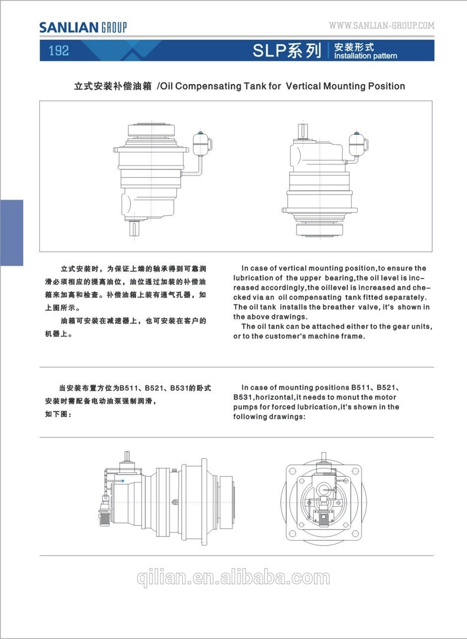 SLP series 2 speed hydraulic motor planetary gearbox planetary gearbox 52mm 61 ratio with  rating maritime engine with gearbox