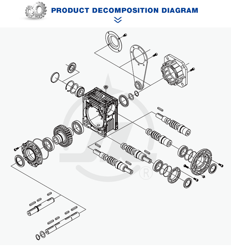 Aluminum speed variator worm reduction box and gear