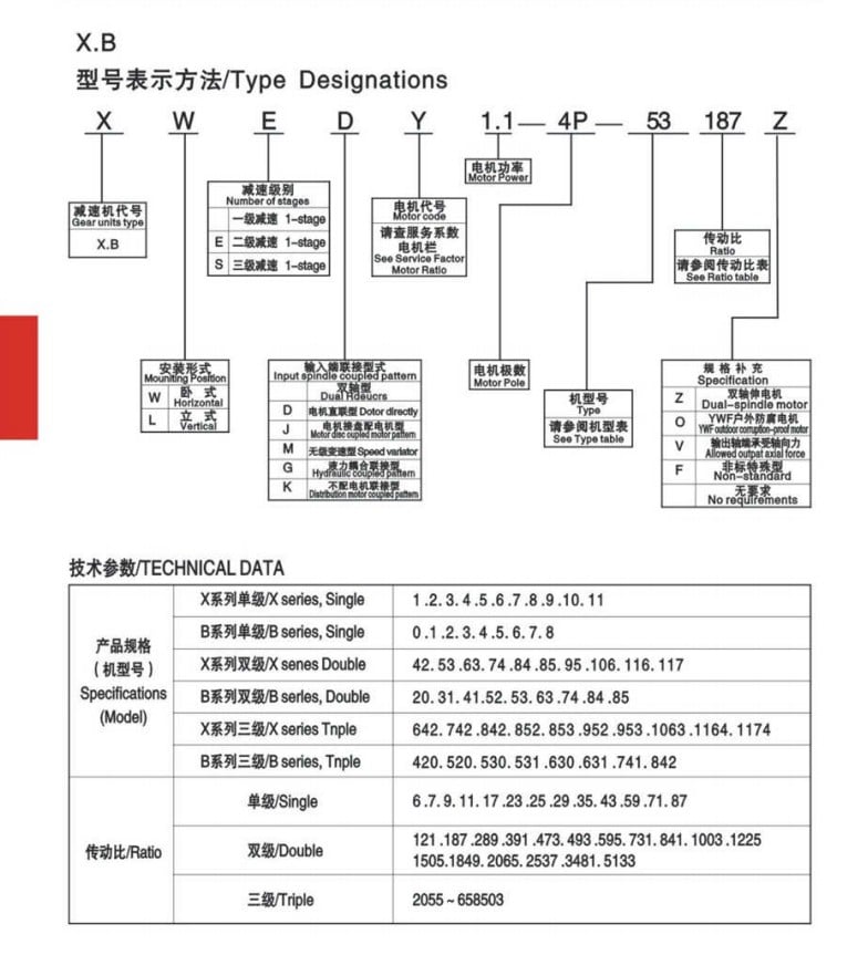 China gear reducer x/b series cyclo cycloidal pin wheel reducer motor gearbox conveyor with large torque