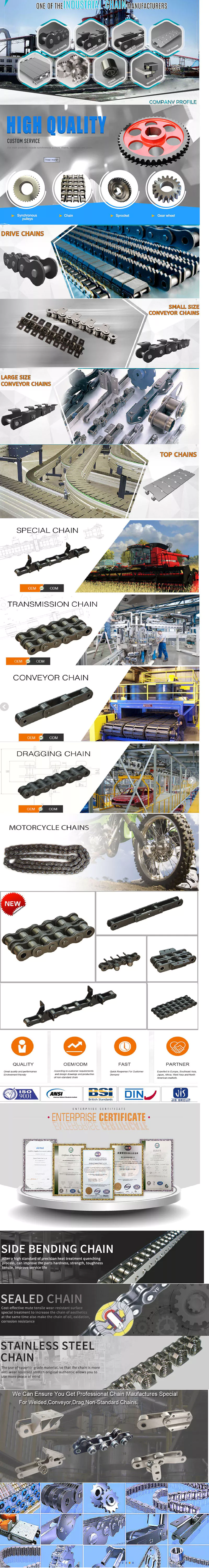 China high quality China Factory for Forklift Conveyor Transmission Supply High Long Pitch Flat Top Table Car Parking Drag Sharp Leaf Chain Al344  