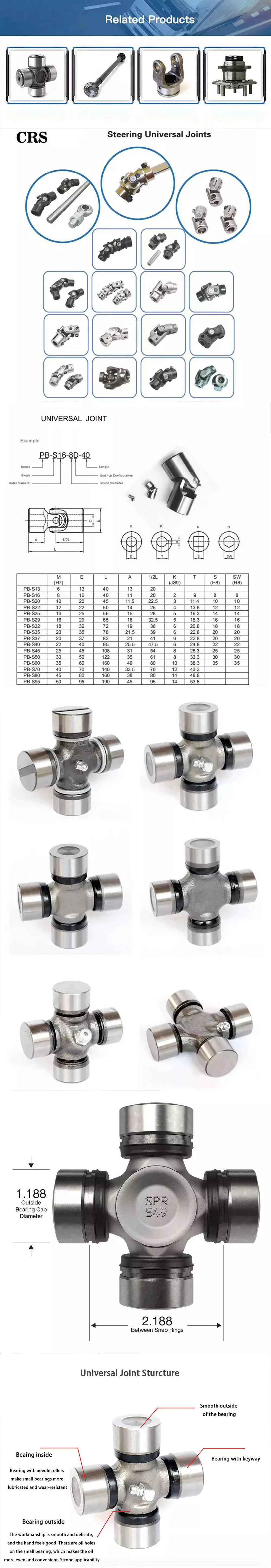 China CHIK brand Agricultural Machinery Accessories 2259 mm universal joint cross bearing     u joint removal tool