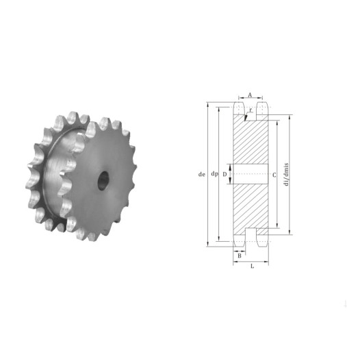 European shop China Standard sprocket pilot bore stock sprocket 5/8" ×3/8”specification double sprockets for two single excavator chains 7302830