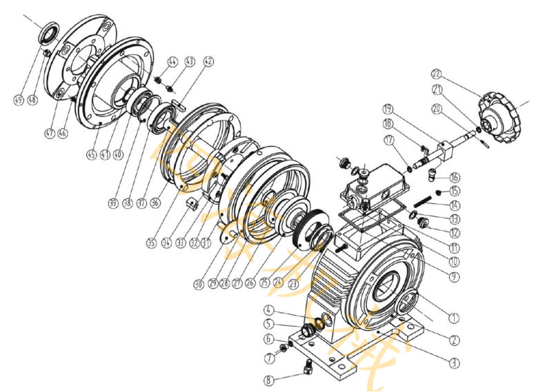 speed variator reducer UD combined worm gearbox with electric motor