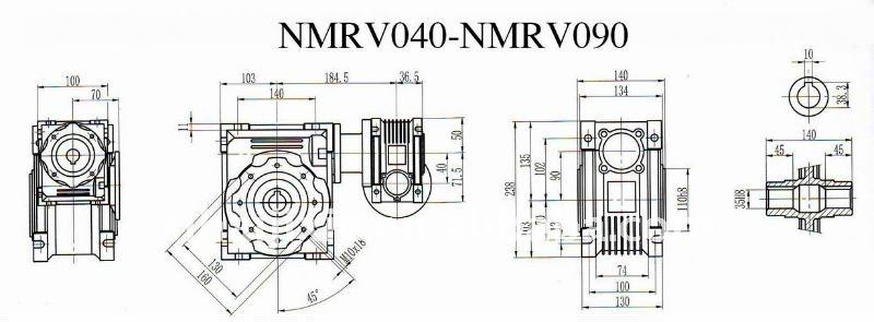 NMRV040+NMRV090 Double Combination of Worm Speed Reducer