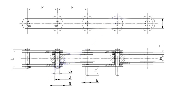 Attachment of short roller chain with k1 attachment ISO