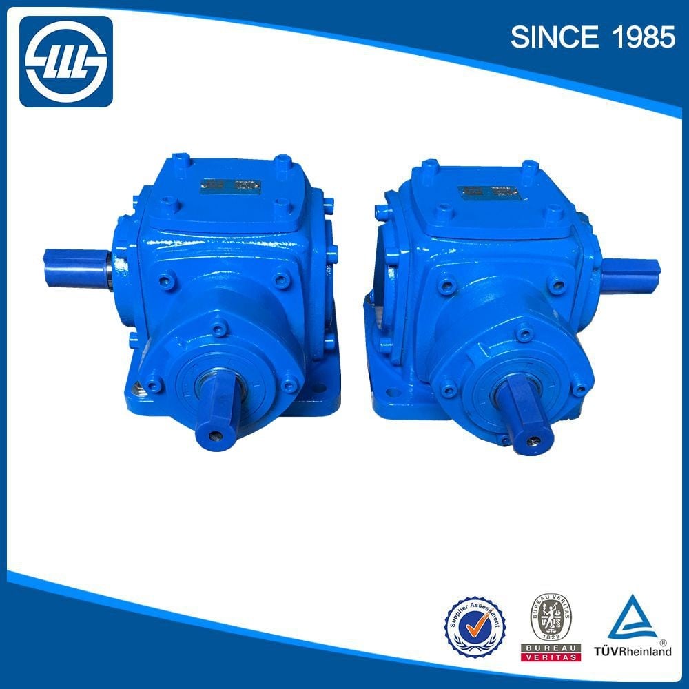 T series screw spiral bevel gearbox steering gear box spiral bevel units gear helical comer 90 degree right angle gearbox