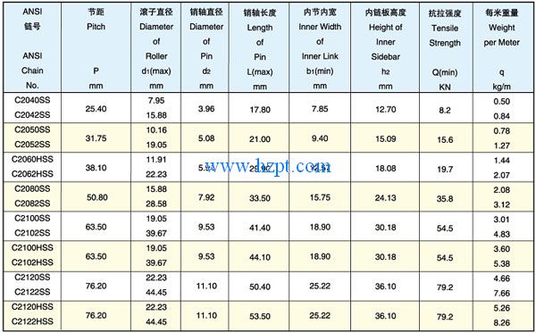 Double Pitch Stainless Steel Conveyor Chain C2040SS/C2042SS/C2050SS For Industrial or Engineering