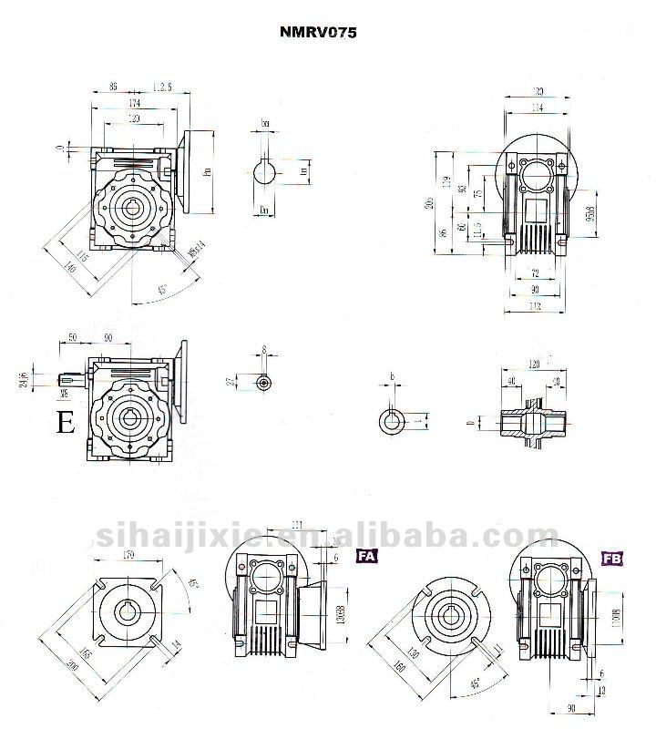 Chinese Industrial Mechanical Power Transmission Motovario like RV Aluminium alloy Mechanical worm gearbox