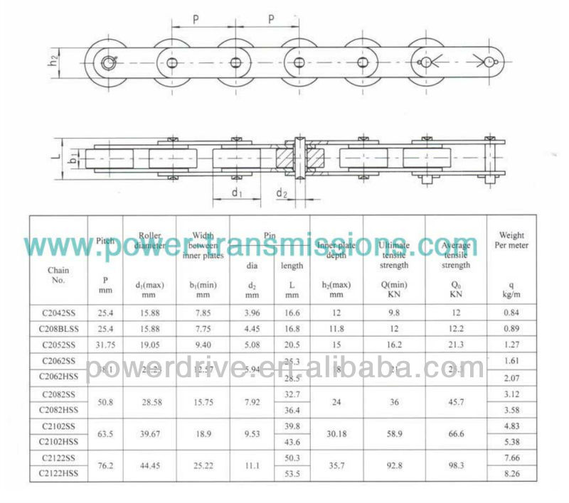 Double pitch Stainless Steel Alloy conveyor roller Chain