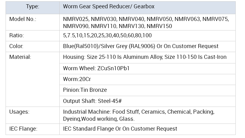 NMRV030 56B5 i5 or i7.5 or i10 or i15 or i20 or i25 or i30 or i40 or i50 or i60 or i80 or i100   velocity modest  reducer gearbox