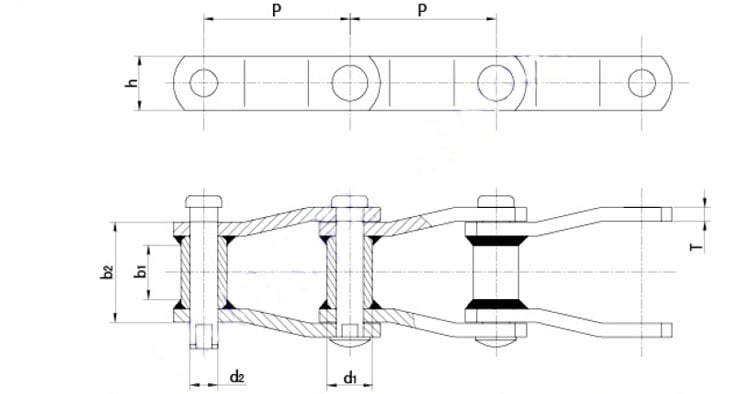 Attachment of short roller chain with k1 attachment ISO