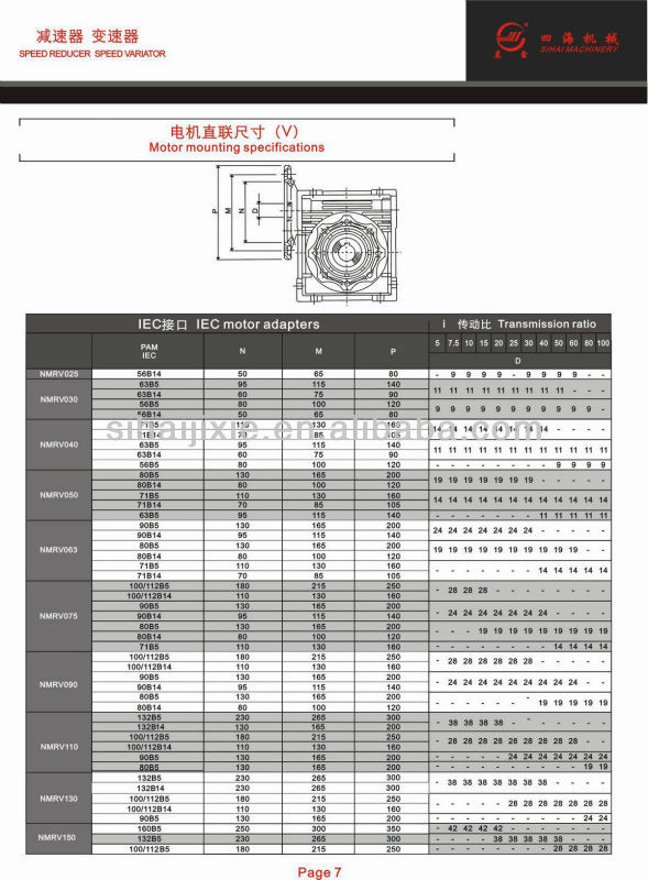 NMRV110 worm drive gearbox