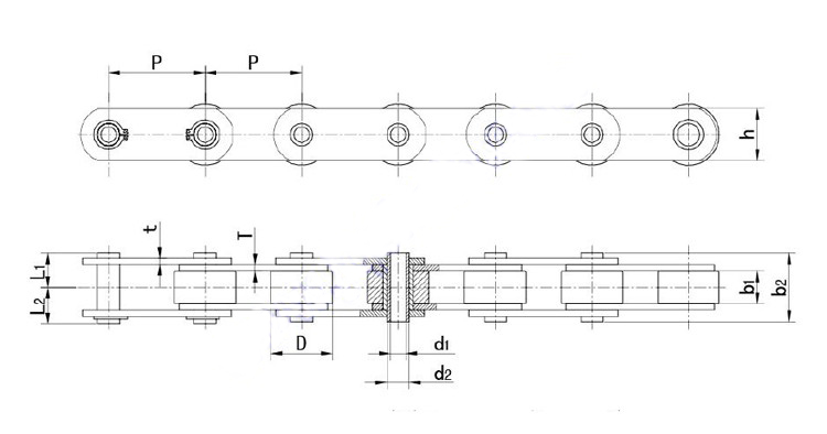 pitch big chain types of industrial chain sizes supply with ISO