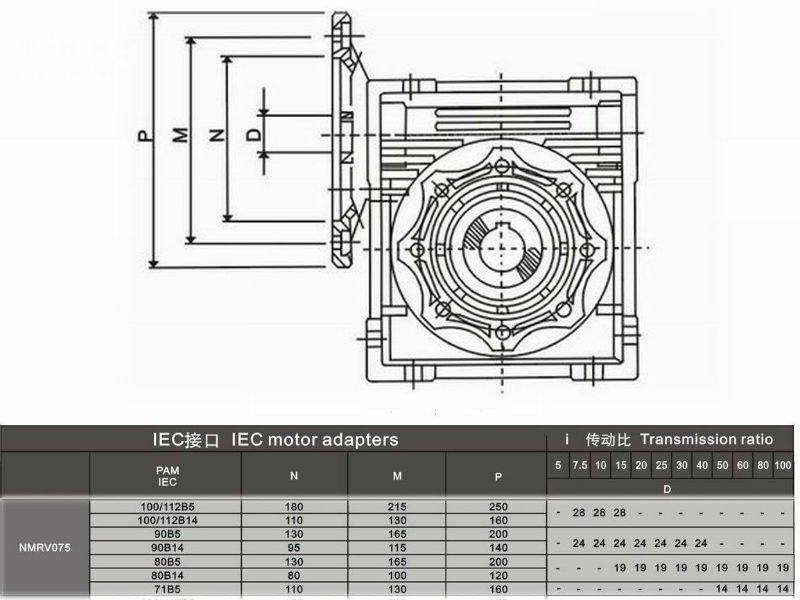 NMRV075 Flange-Coupled Worm Gearbox,Motovario-Like Industrial Gear Box