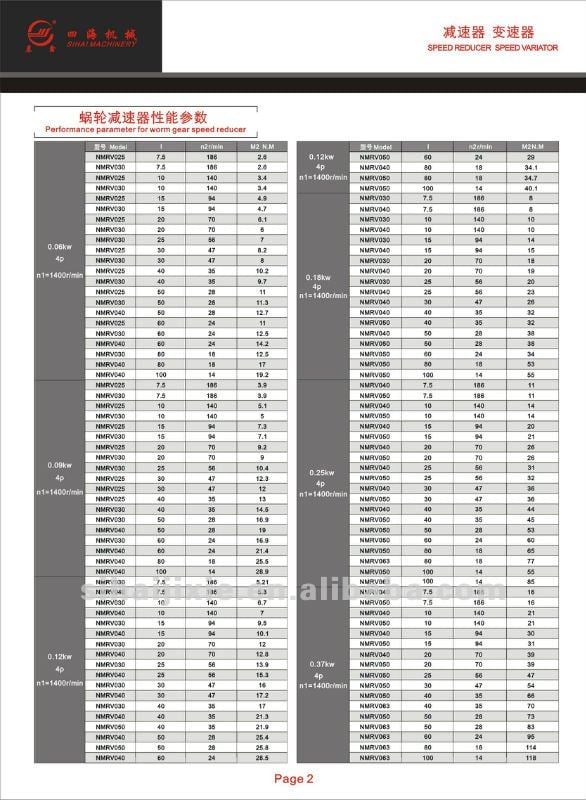 NMRV075 Industrial Motovario-Like Mechanical Power Transmission Double Extension worm shaft RV Series Worm reducer