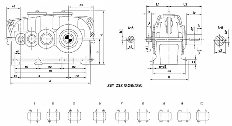 china supplier ZSY gearbox model type hard tooth helical gear Marine Gear Box/ Gearbox/ Gear Reducer