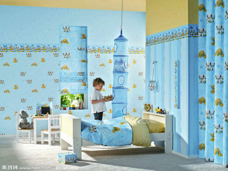 wall paper for hotel rooms/ vinyl wall paper /wall paper kids green color wallpaper papel de parede para casa